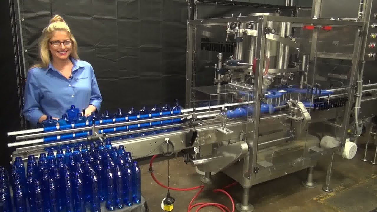 Elmar/Pfaudler Automatic 10 Head Stainless Steel Rotary Piston Filler Demonstration