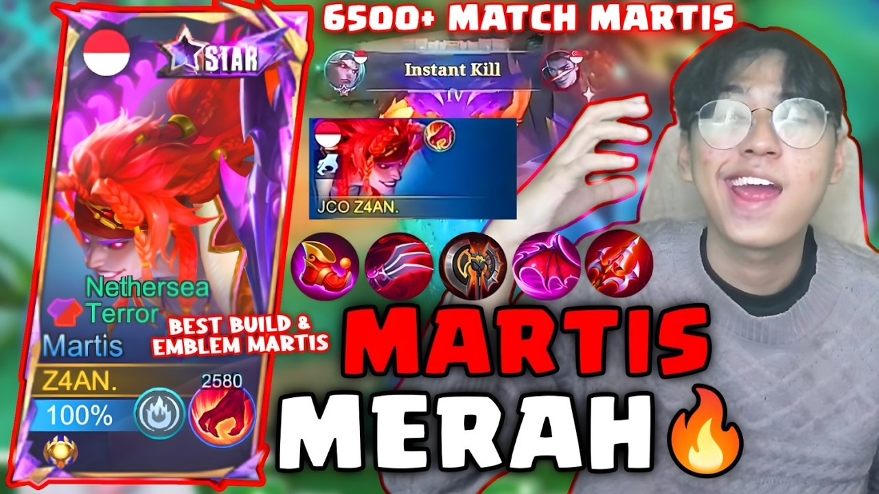MARTIS BUILD FULL MERAH! PAKE SKIN MARTIS STARLIGHT TERBARU! | TOP GLOBAL MARTIS - MOBILE LEGENDS