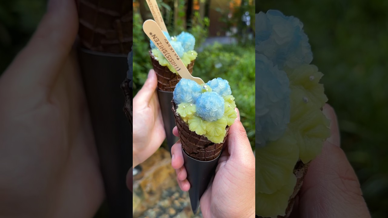 まるで生花のような紫陽花ソフトクリームが最高！
