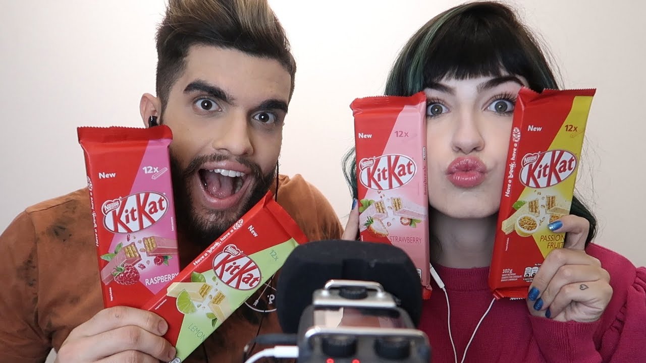 CASAL ASMR - PROVANDO KIT KAT DIFERENTES!