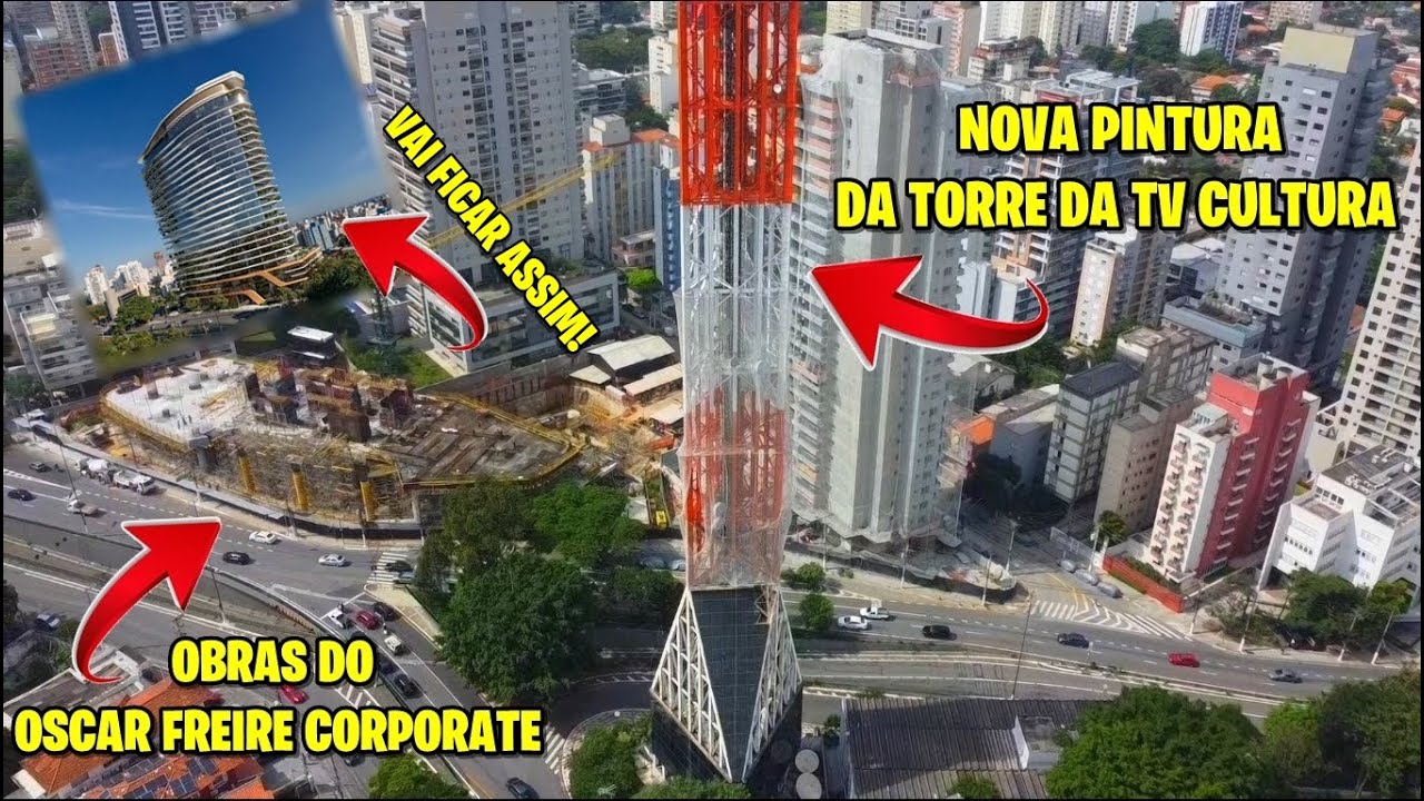 Drone na Rua Heitor Penteado: Obras do Oscar Freire Corporate e Torre da TV Cultura - São Paulo