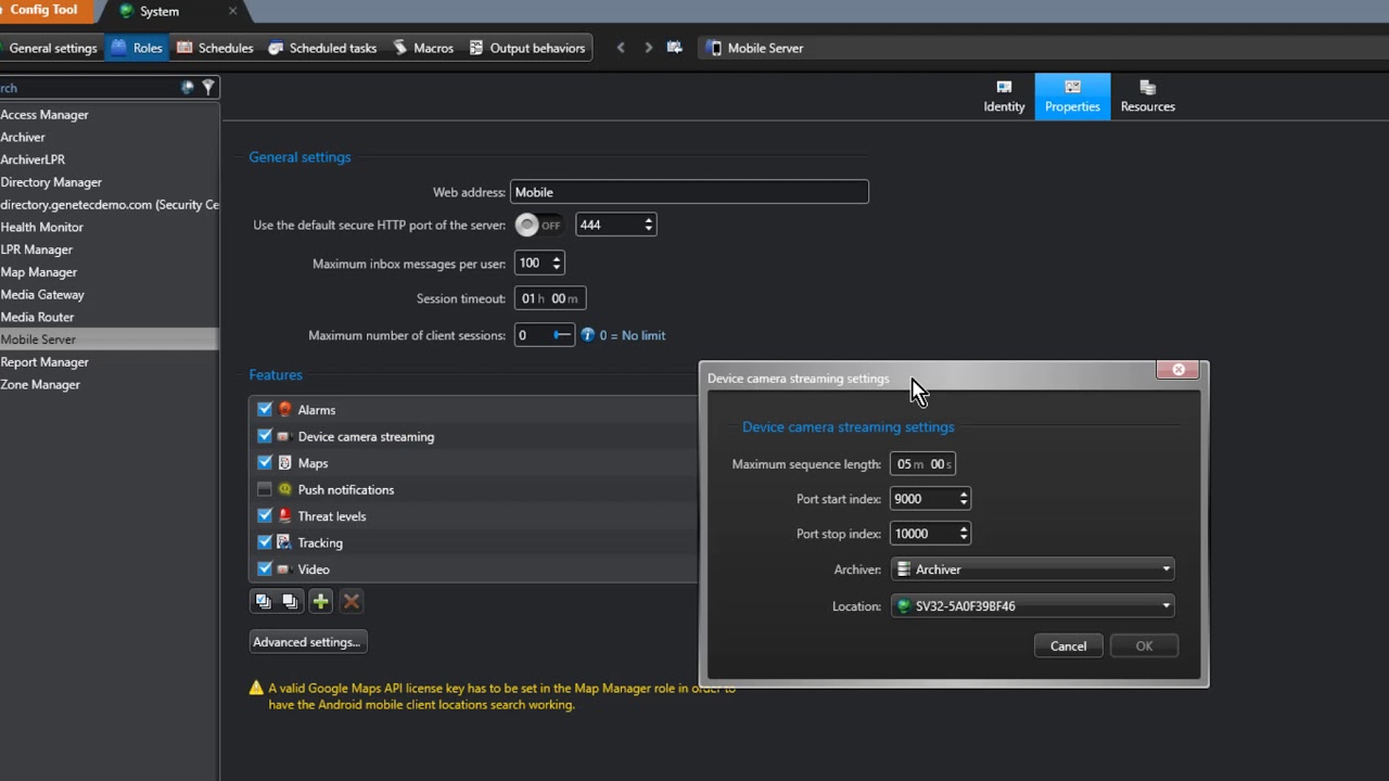 Configuring the Mobile Server