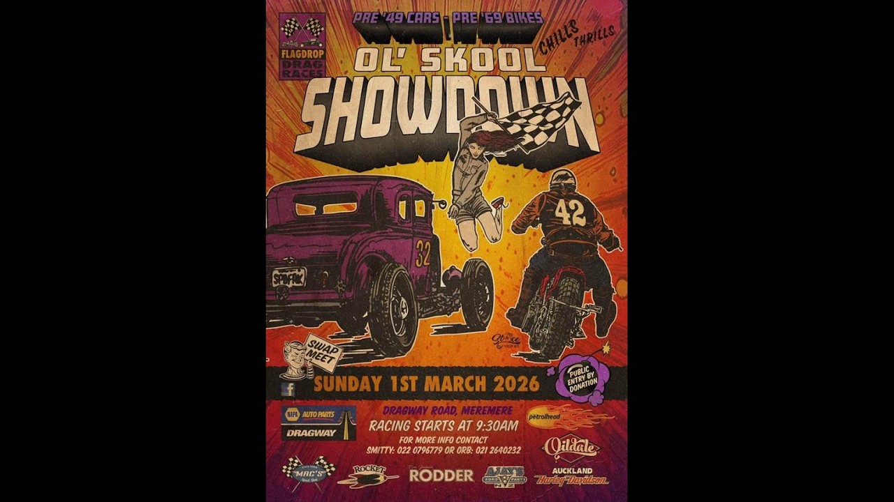 Ol' Skool Showdown Sunday March 1ST March 2026 PRE 49 cars PRE 69 Bikes Flag drop HOT RODS, CLASSICS