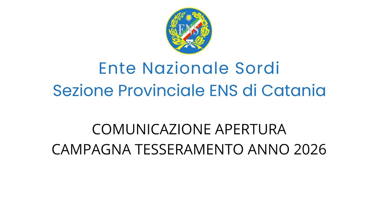 COMUNICAZIONE APERTURA CAMPAGNA TESSERAMENTO ANNO 2026 - SP ENS CATANIA