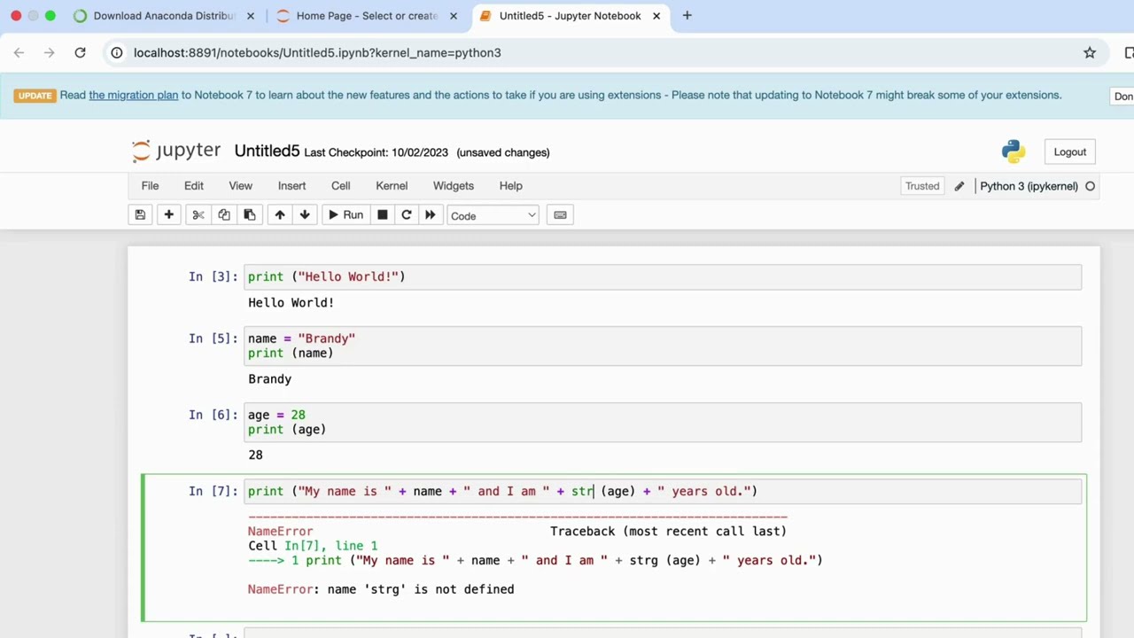 Downloading Jupyter Notebook and Coding Basic Syntax.