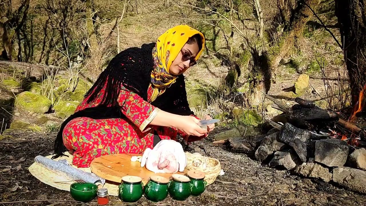 Grilled Fried Chicken Over Fire | Cooking in the Forest