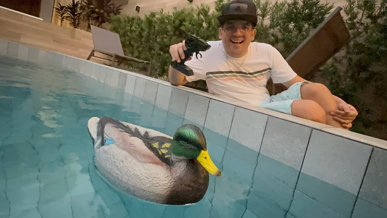 COLOQUEI UM PATO DE CONTROLE REMOTO DENTRO DA PISCINA! (Parece de verdade?!)