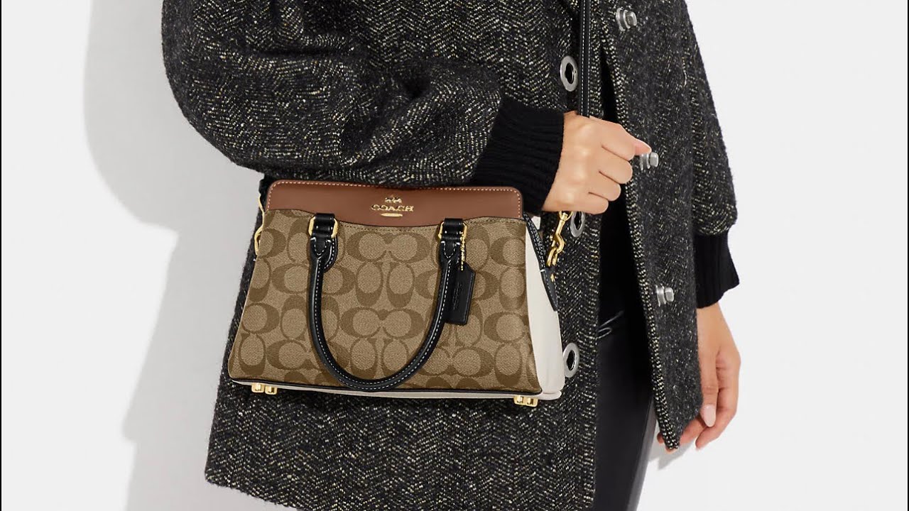 Coach Mini Darcie Carryall in Colorblock Signature Canvas- Gold/Khaki- Unboxing &hearts;️