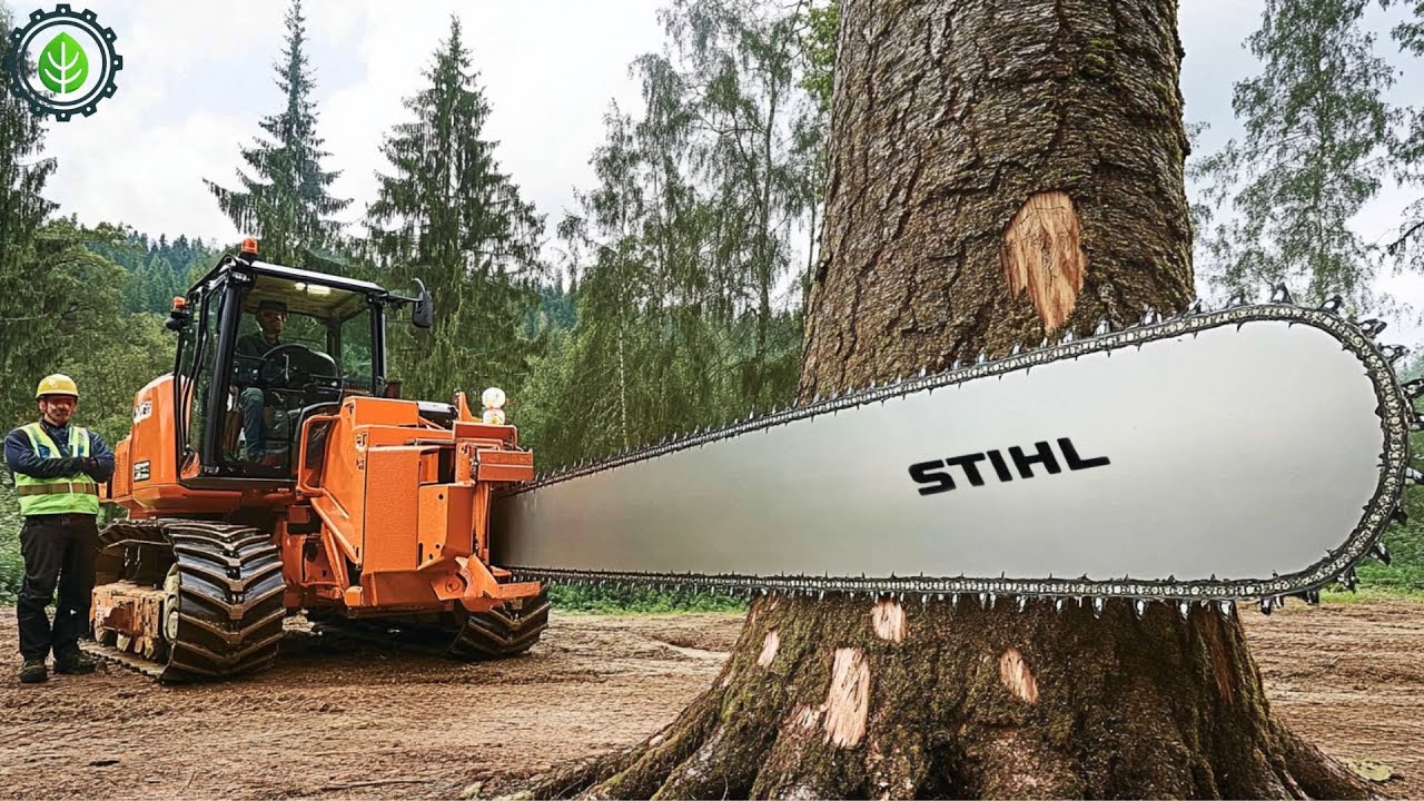 Extreme Dangerous Fastest Big Chainsaw Cutting Tree Machines | Monster Stump Removal Excavator ▶61