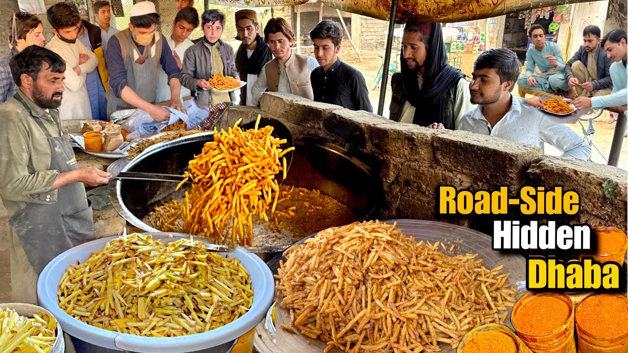 150 Kilos a DAY! 😍 Roadside Hidden Dhaba - Deep Fried crispy potatoes Fries | Pakistan Roadside Eats