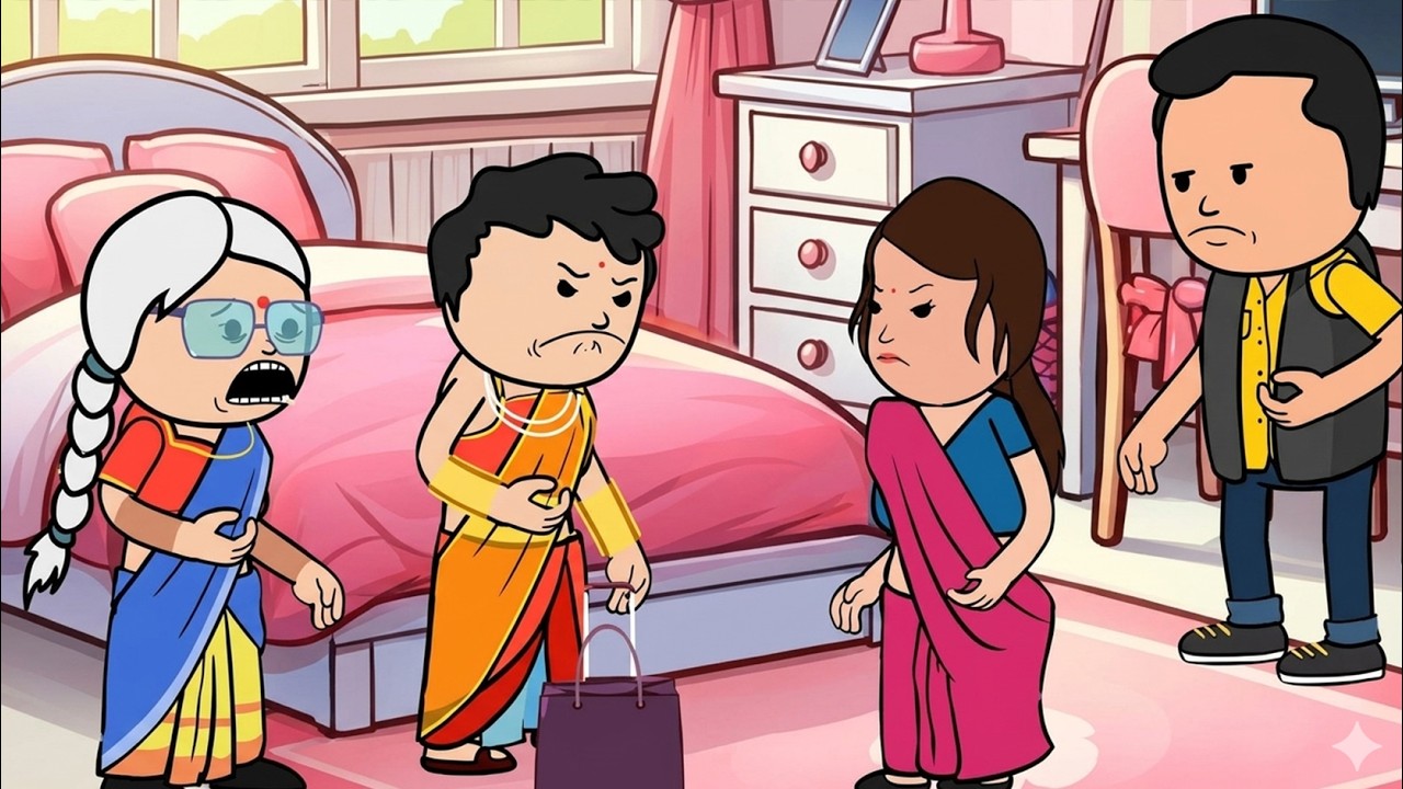 नौकरी वाली बहू का मान घर संभालने वाली बहू का अपमान | 😡 (भाग -4) (ghar ghar ki kahani cartoon me)