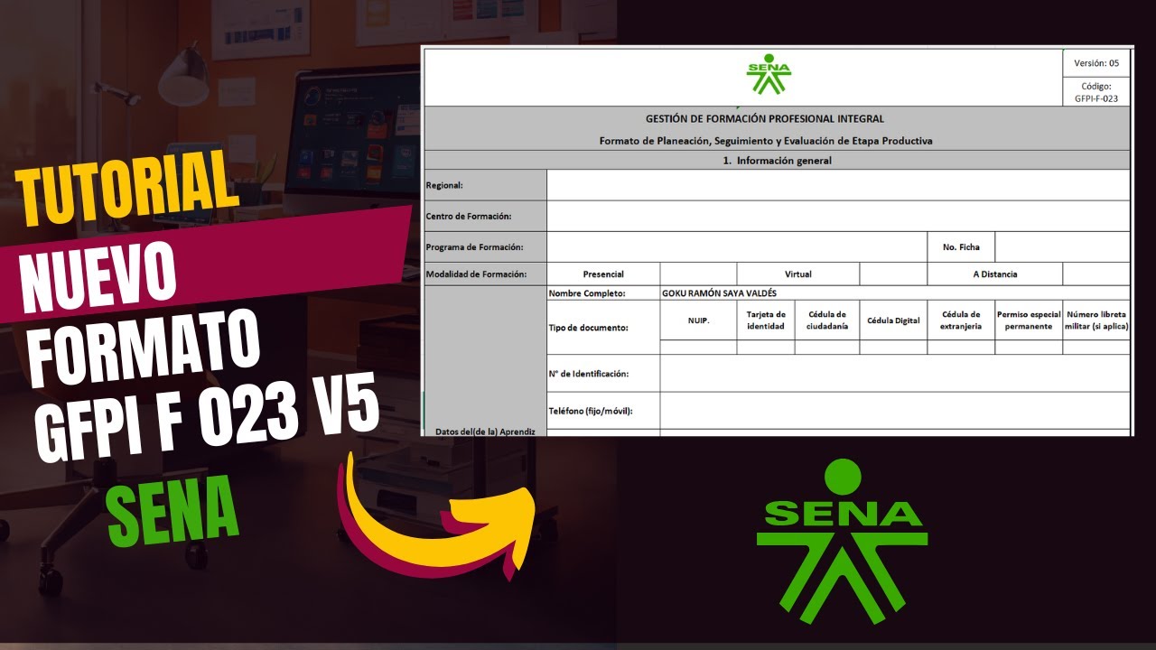 GFPI F 023 V5 Formato de planeación, Seguimiento y Evaluación Etapa Práctica del SENA