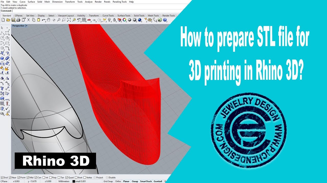 Jewelry CAD Design Tutorial #22: How to Prepare STL file for 3D Printing (有中文字幕)