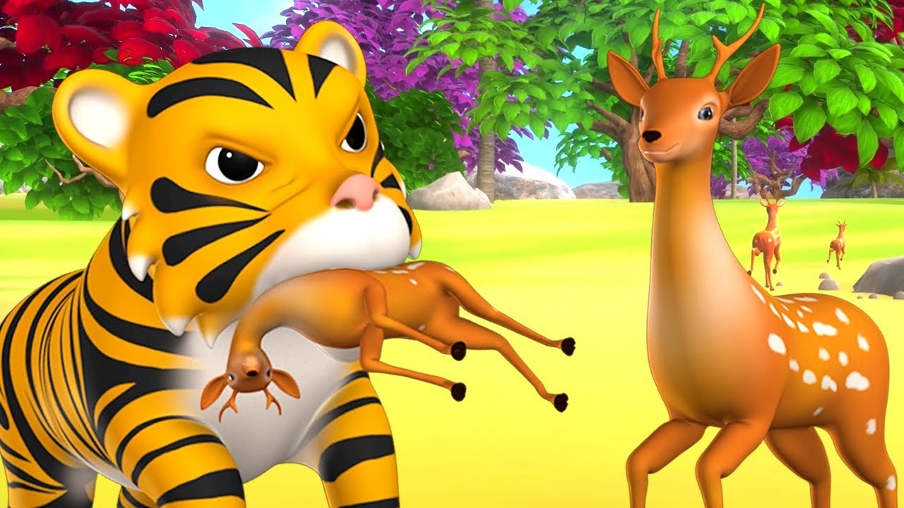 பைத்தியம் புலி மற்றும் மான் - Mad Tiger & Deer Tamil Story 3D CartoonMoral Stories | Funny Stories