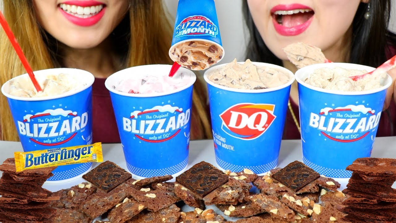 ASMR Dairy Queen BLIZZARD ICE CREAM & BROWNIE BRITTLE 블리자드 브라우니 리얼사운드 먹방 | Kim&Liz ASMR