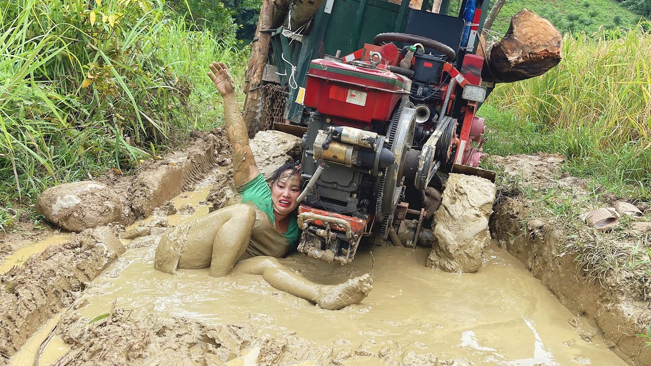 ￼ Agricultural vehicles transporting timber and building materials over steep and rough roads