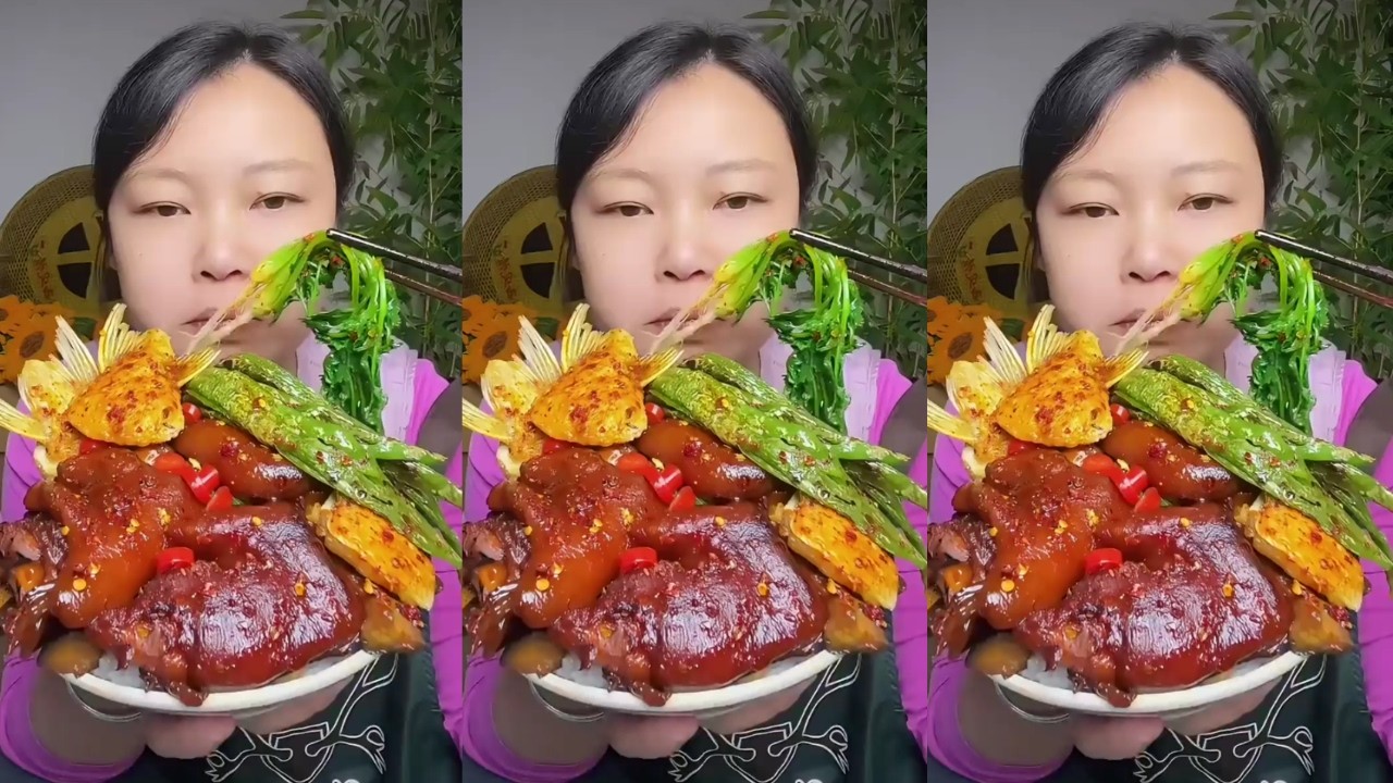 Let’s Eat With Jin: Braised Pig’s Trotter – Spicy Food Eating Show | Delicious Rural Food