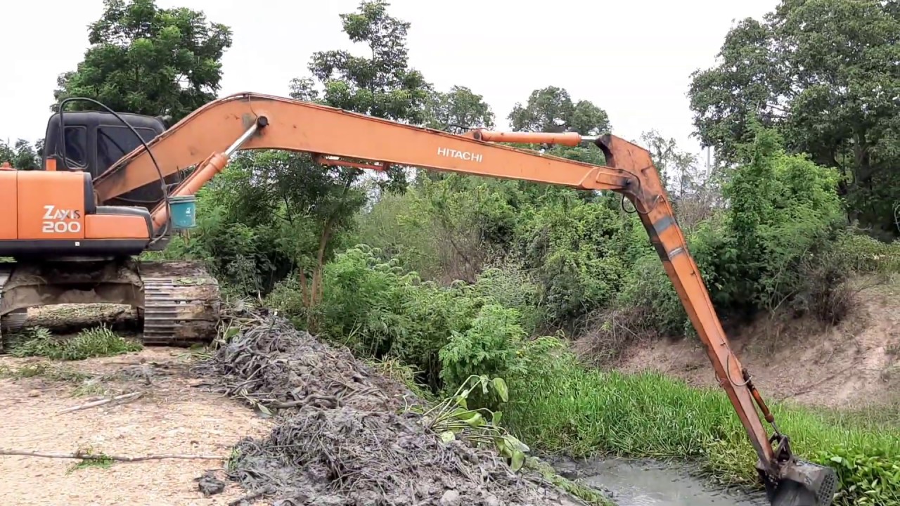 บูมยาว 16 เมตร HITACHI ZX200-2 ลอกผักตบชวา FC สุรินทร์ขับ excavator EP.5429