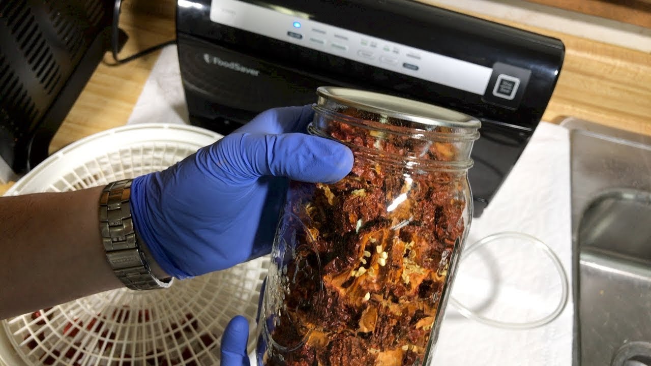 How to vacuum seal dehydrated peppers using the FoodSaver jar sealer attachment