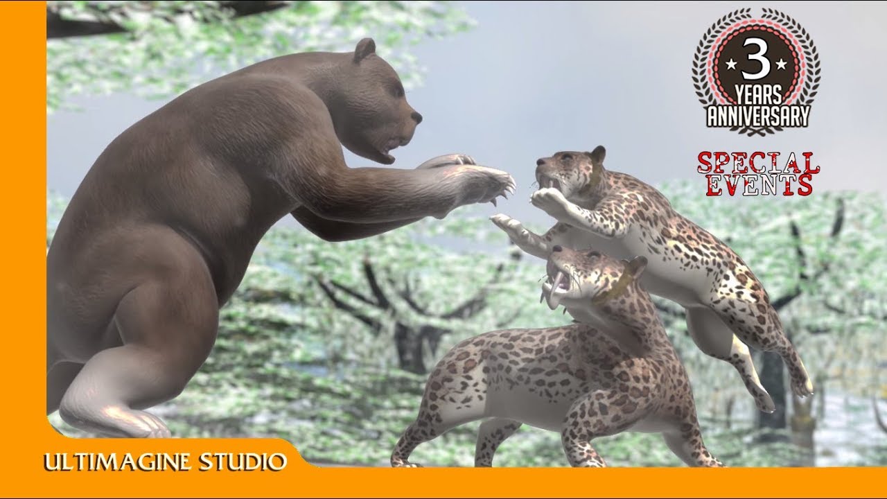 Arctodus simus VS Smilodon : Специальная битва динозавров #dinosaursbattles #dinosaur #dinosaurs