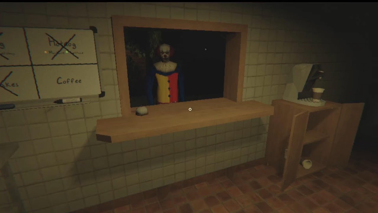 Working night shift in a food kiosk- scary horror game