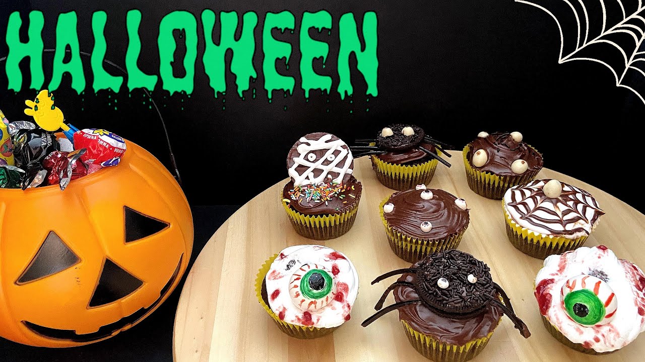 CUPCAKES DE HALLOWEEN - DÍA DE LOS MUERTOS - CUPCAKES TERRORIFICOS - CHOCOLATE #reposteria #postre