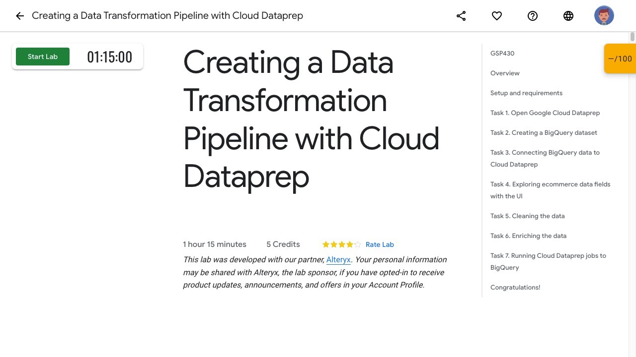 Creating a Data Transformation Pipeline with Cloud Dataprep GSP430