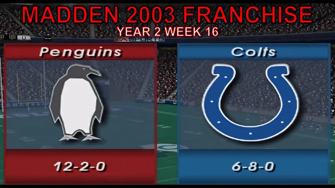 Penguins Franchise! Year 2 Week 16 at Colts in Madden 2003