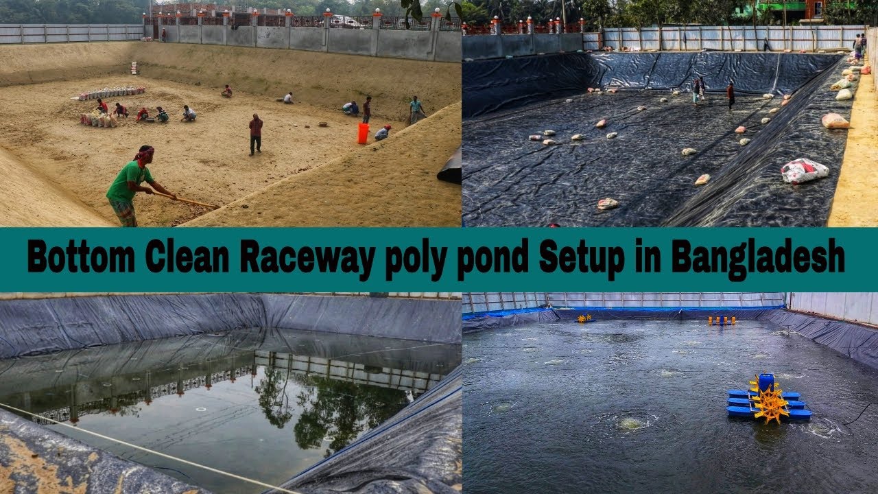 #Bottom Clean Raceway poly pond Setup in Bangladesh. বটম ক্লিন রেসওয়ে পন্ড। Contact - 01823867027
