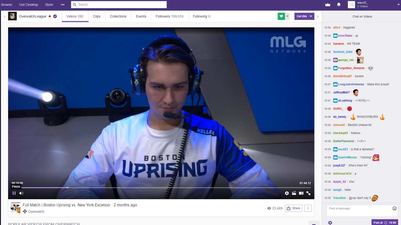 xQc using TriHard7 on the 12th of January during OWL