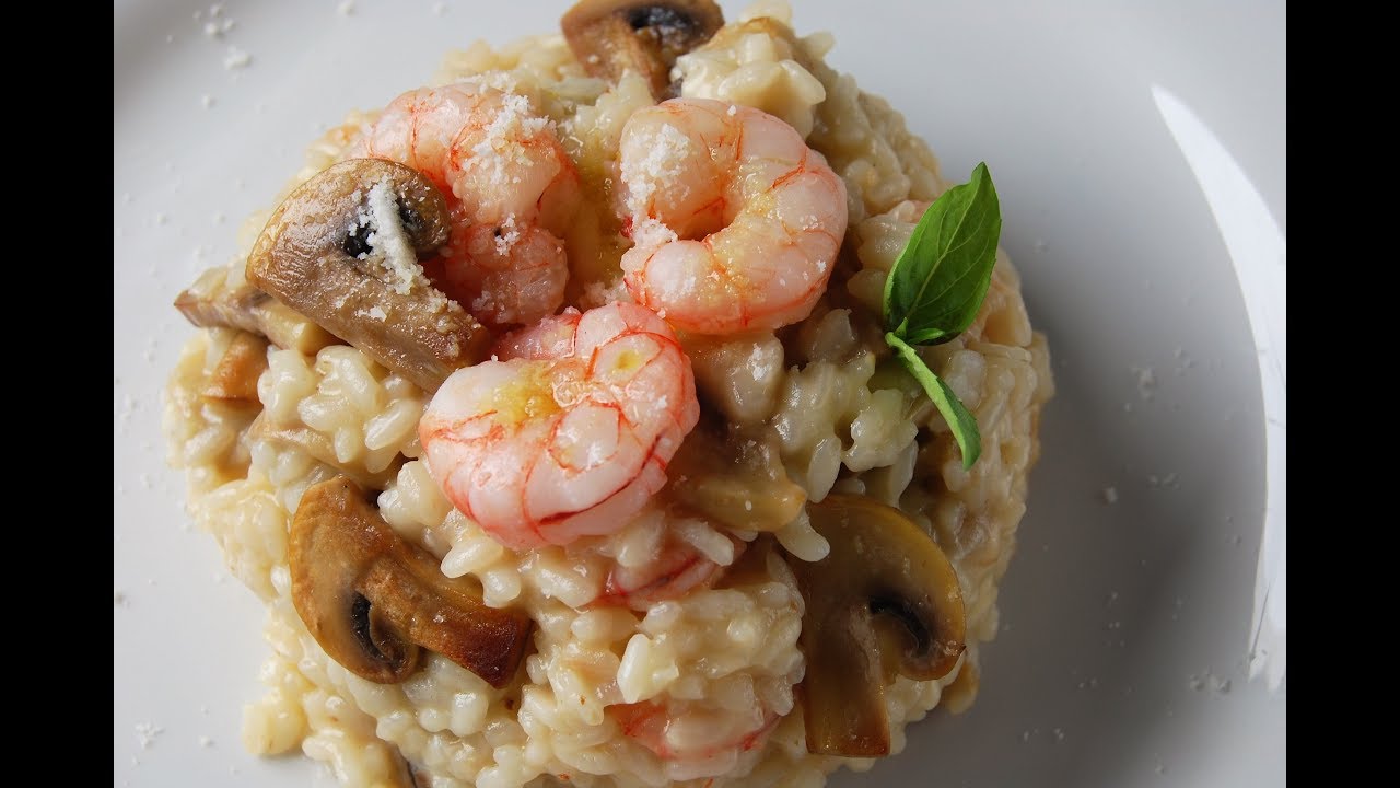 Risotto de champiñones y gambas