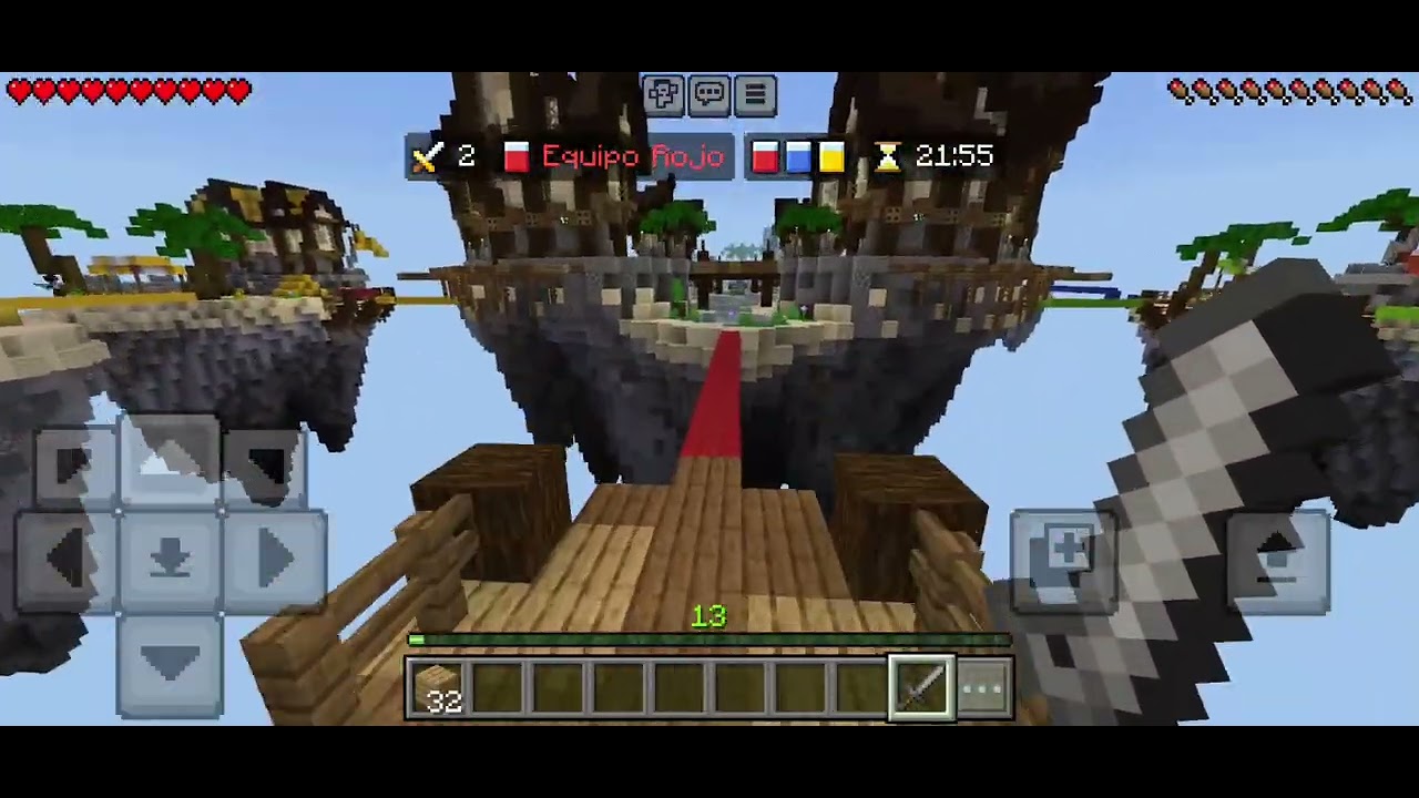 Jugando bed wars en minecraft bedrock