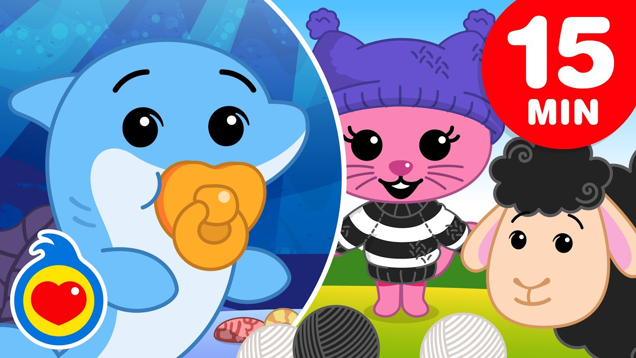 Baby Shark 🦈😊 Bebê Tubarão e + Músicas Infantis para Aprender (15 Min) | Um Herói do Coração ❤️
