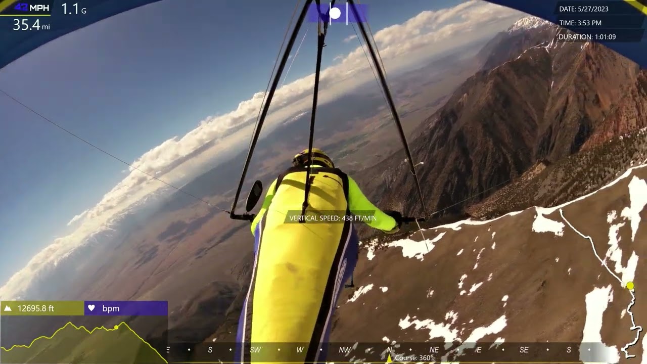 2023 05 27 Hang Gliding The Owens Valley (Gunther Launch, Cross-Country... a bit.)
