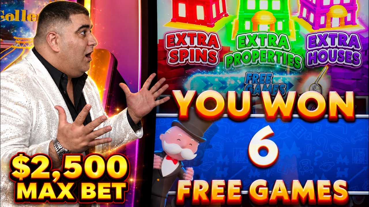 $2,500 Max Bet Bonuses & EPIC JACKPOTS On Million Dollar Monopoly Slot