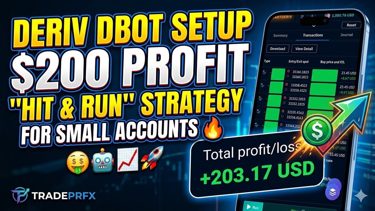 DERIV DBOT SETUP 🤖 $200 PROFIT 