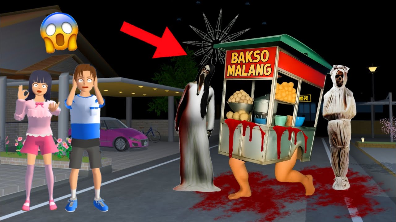 yuta mio panik ANOMALI BAKSO MALANG KUNTILANAK muncul di depan rumah | SAKURA SCHOOL SIMULATOR