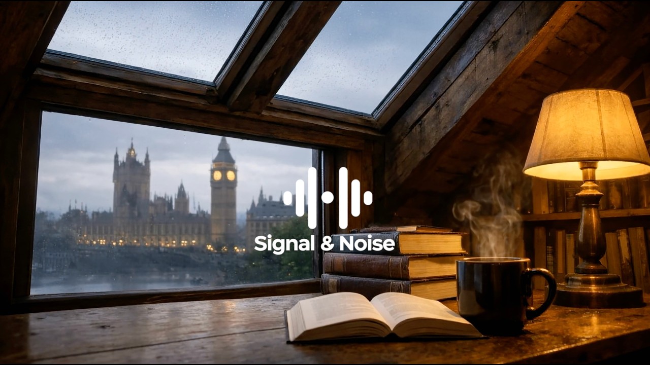 Rainy London Attic 🇬🇧 Heavy Skylight Rain & Piano [3 Hours Study Ambience]