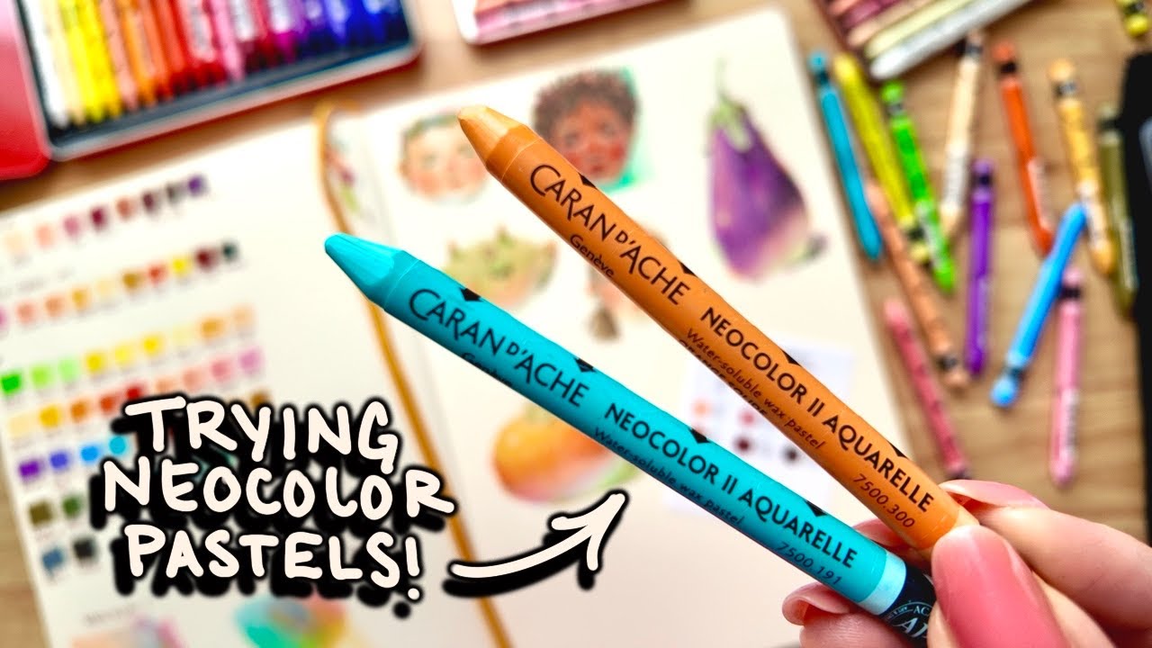 Тестирую пастель Caran d'Ache Neocolor! (обе версии + сравнение)