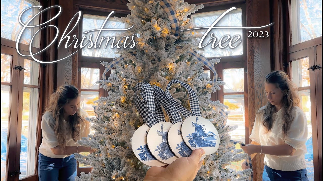Christmas Tree Decorating (Blue & Green, Delft Inspired) French & English Country Christmas Tree