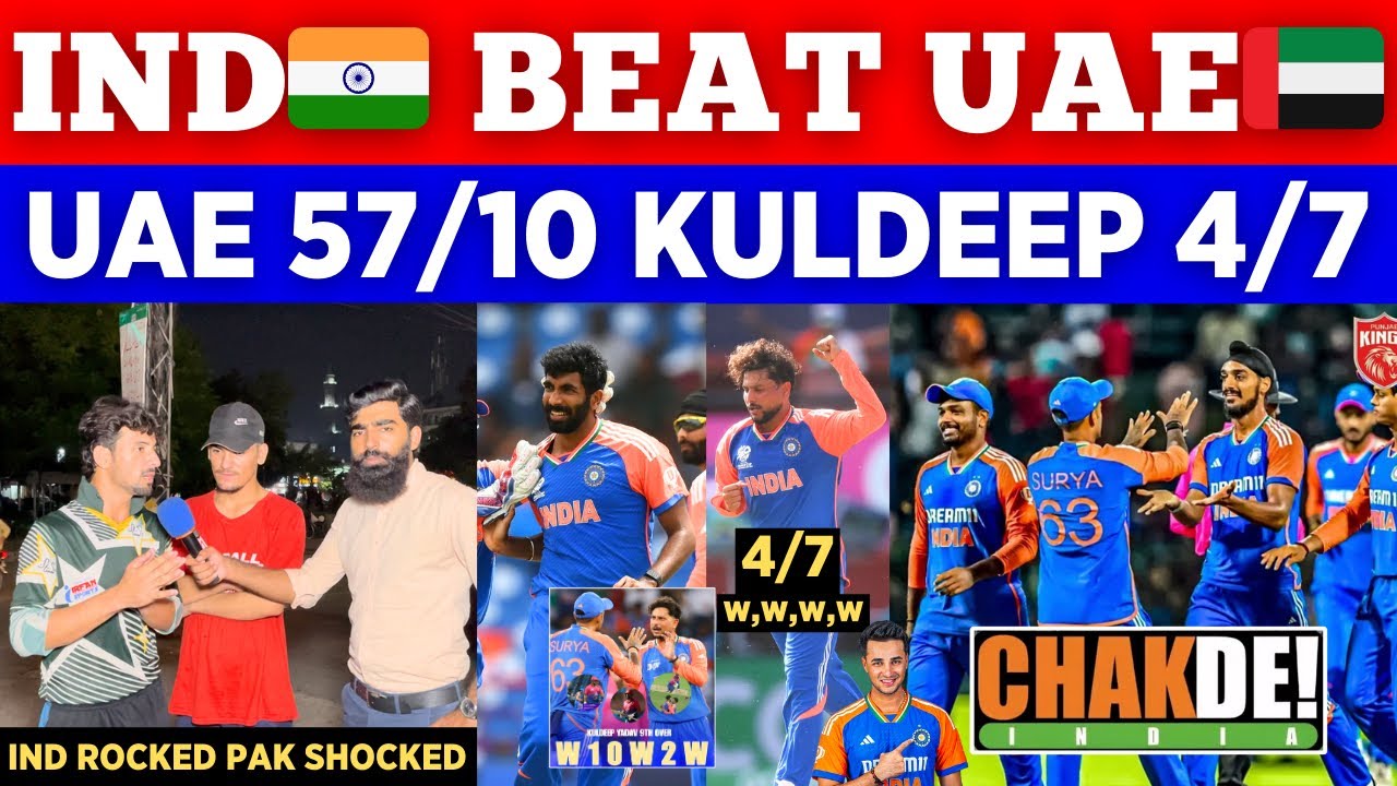 UAE 🇦🇪 57/10 😂 IND 🇮🇳 Destroy UAE In Asia Cup 2025 || Kuldeep 4/7 Dube 3/2 || Pak Public Reactions 