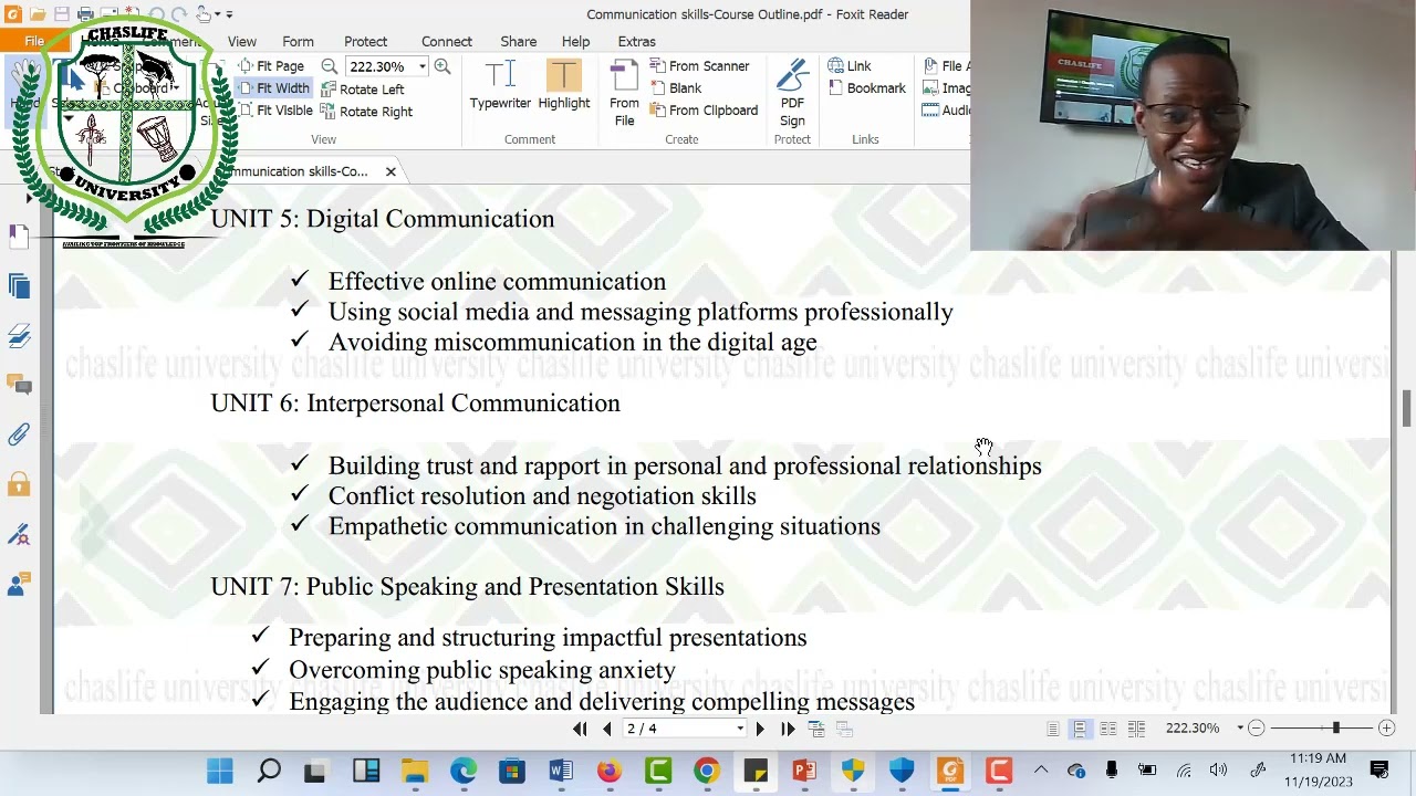 communication skills Course outline