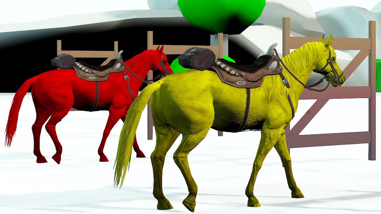 Caballos de colores para niños / aprende los colores con caballos de colores /Aprender a contar 12y3