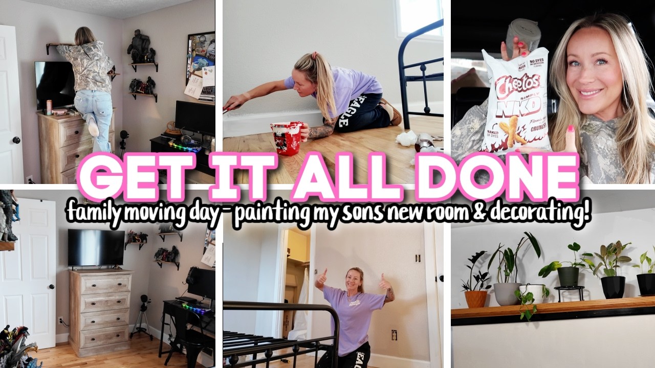 GET IT ALL DONE // family moving day + DIY kids bedroom makeover paint & decorate with me