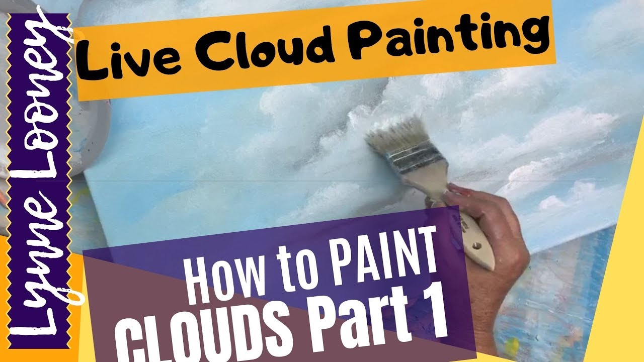 Cloud Painting in Acrylics PART 1 - How to, Step by Step Acrylic Painting Cloud Techniques on Canvas