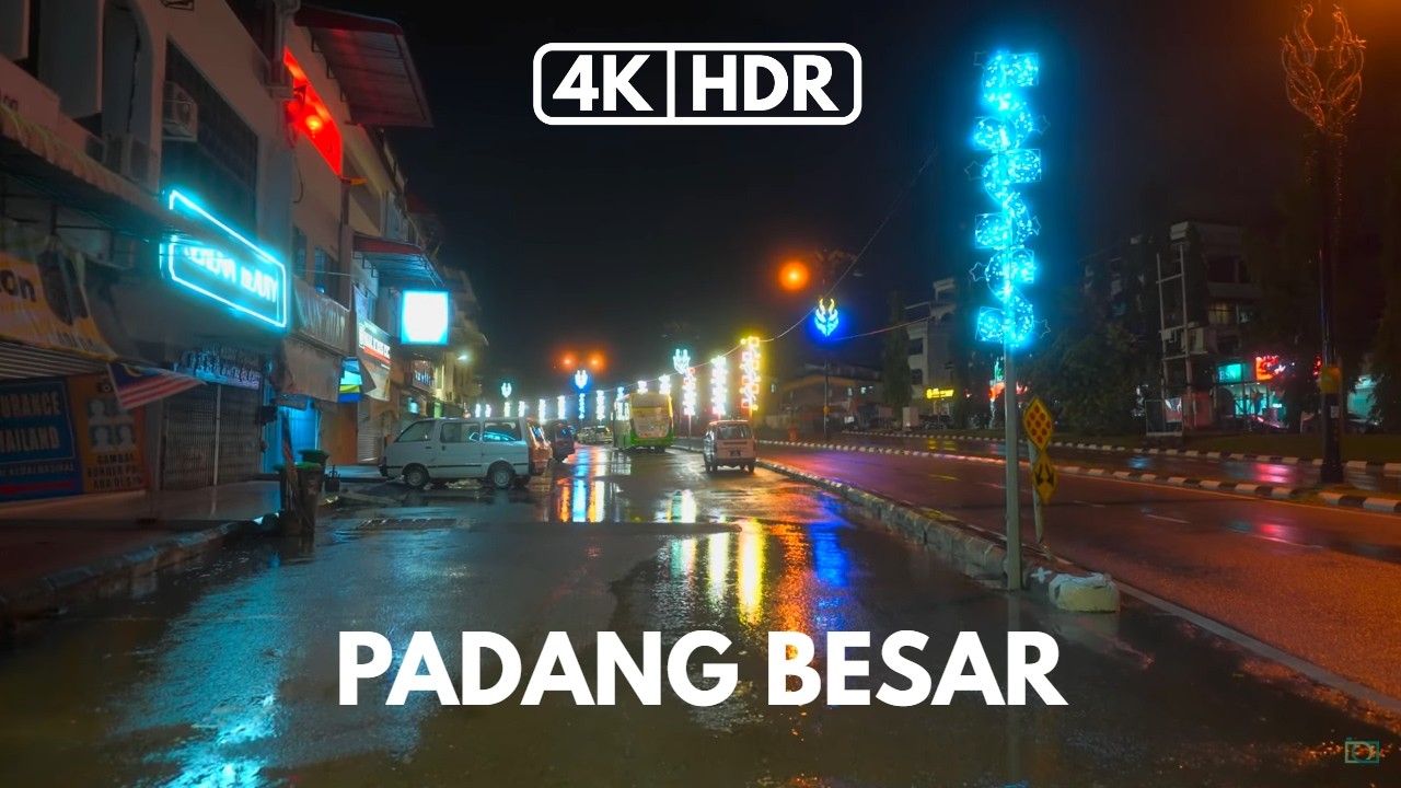 4K-HDR | PADANG BESAR | THAILAND BORDER | DRIZZLE NIGHT WALK | 8.30 PM | PERLIS | FX3