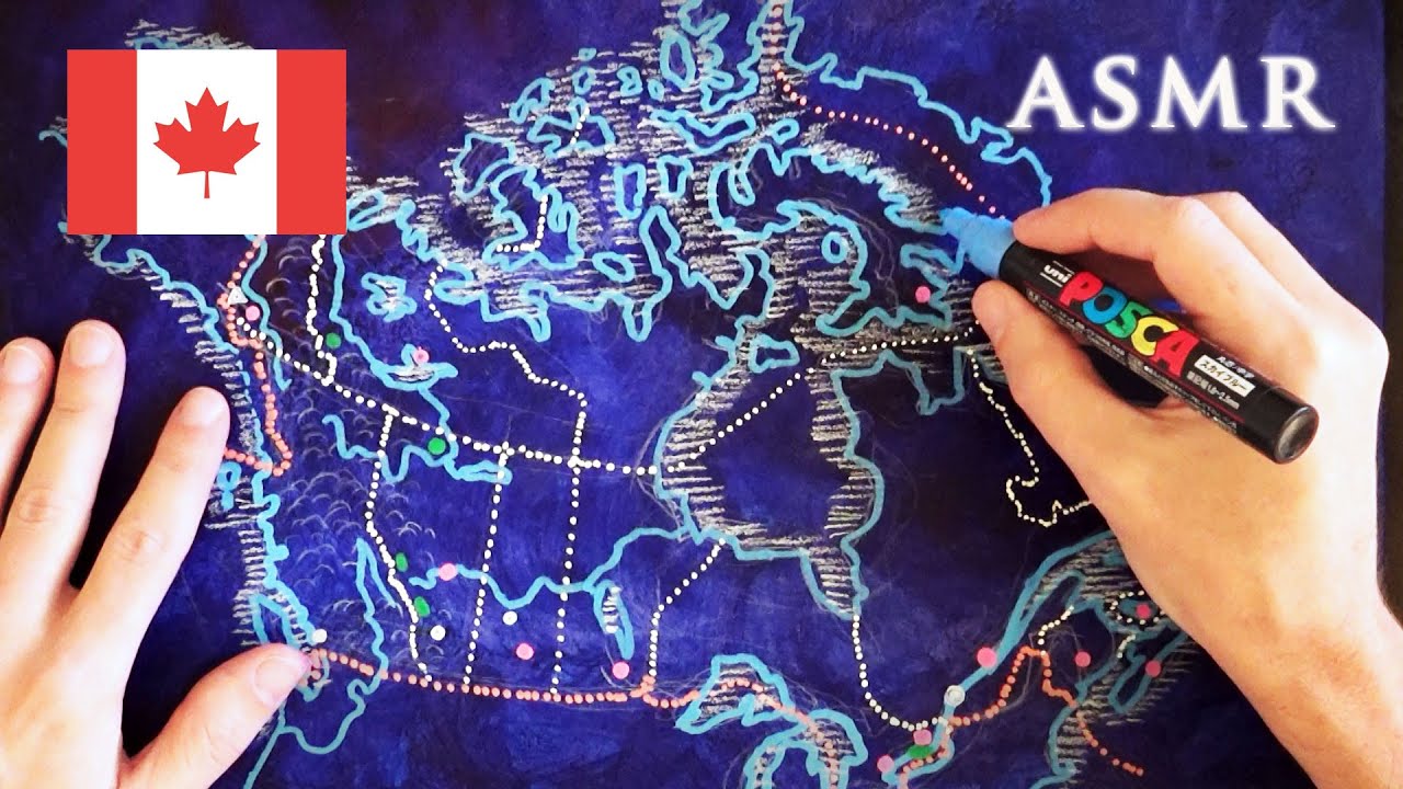 ASMR Drawing Map of Canada | 1 hour Soft Spoken