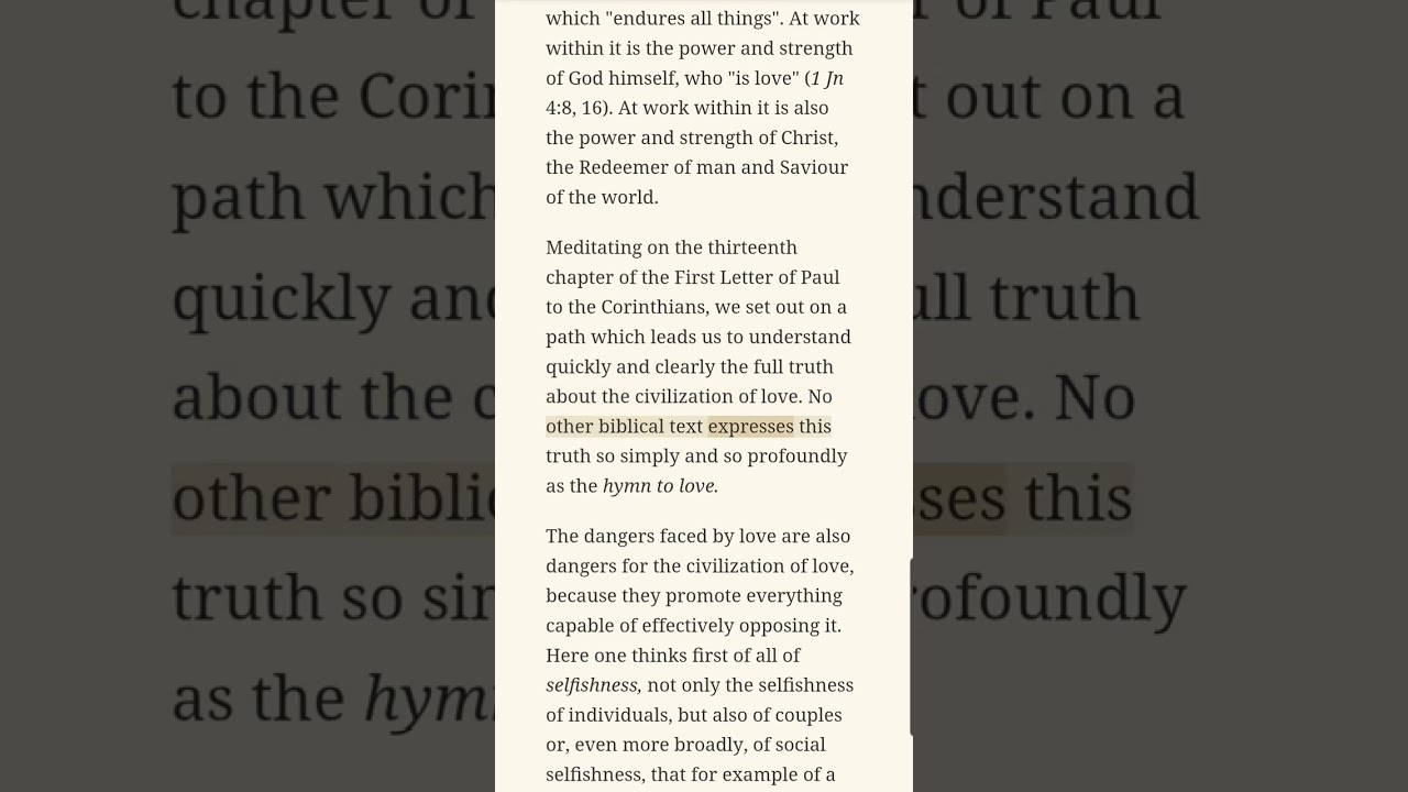 Civilization of Love (vs. Anticivilization) - the Demands of Love - Family