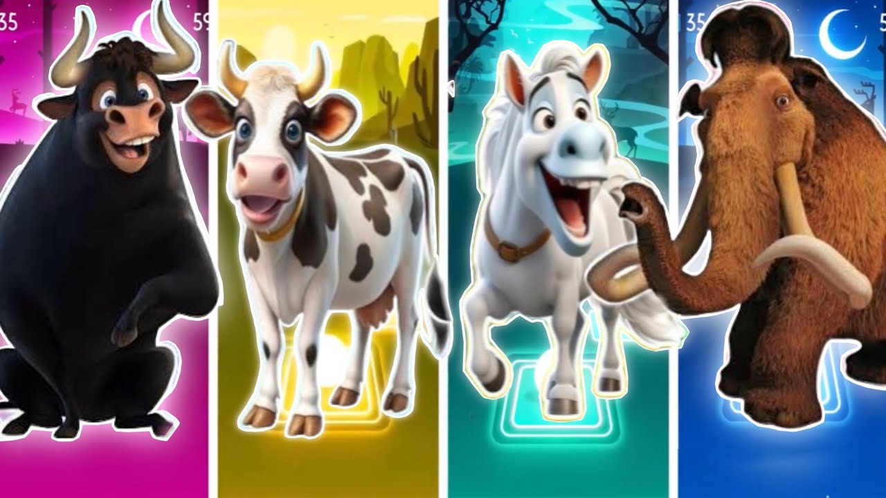 🐘 Funny Elephant 🆚 🐄 Funny Cow 🆚 🦓 Funny Zebra 🆚 🐃 Funny Ferdinand | Coffin Dance | Tiles Hop 🌈🌈