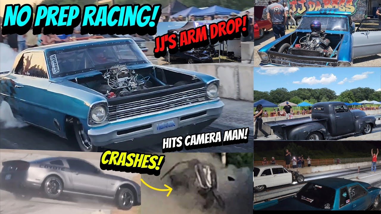 Car CRASHES INTO CAMERA MAN No Prep RACING JJ Da Boss Arm Drop Indian Valley Raceway Texas!
